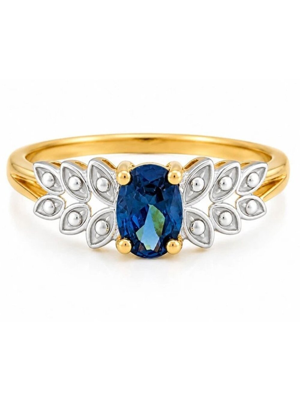Natural 0.75 Cts Blue Zircon Ring 14k Yellow Gold